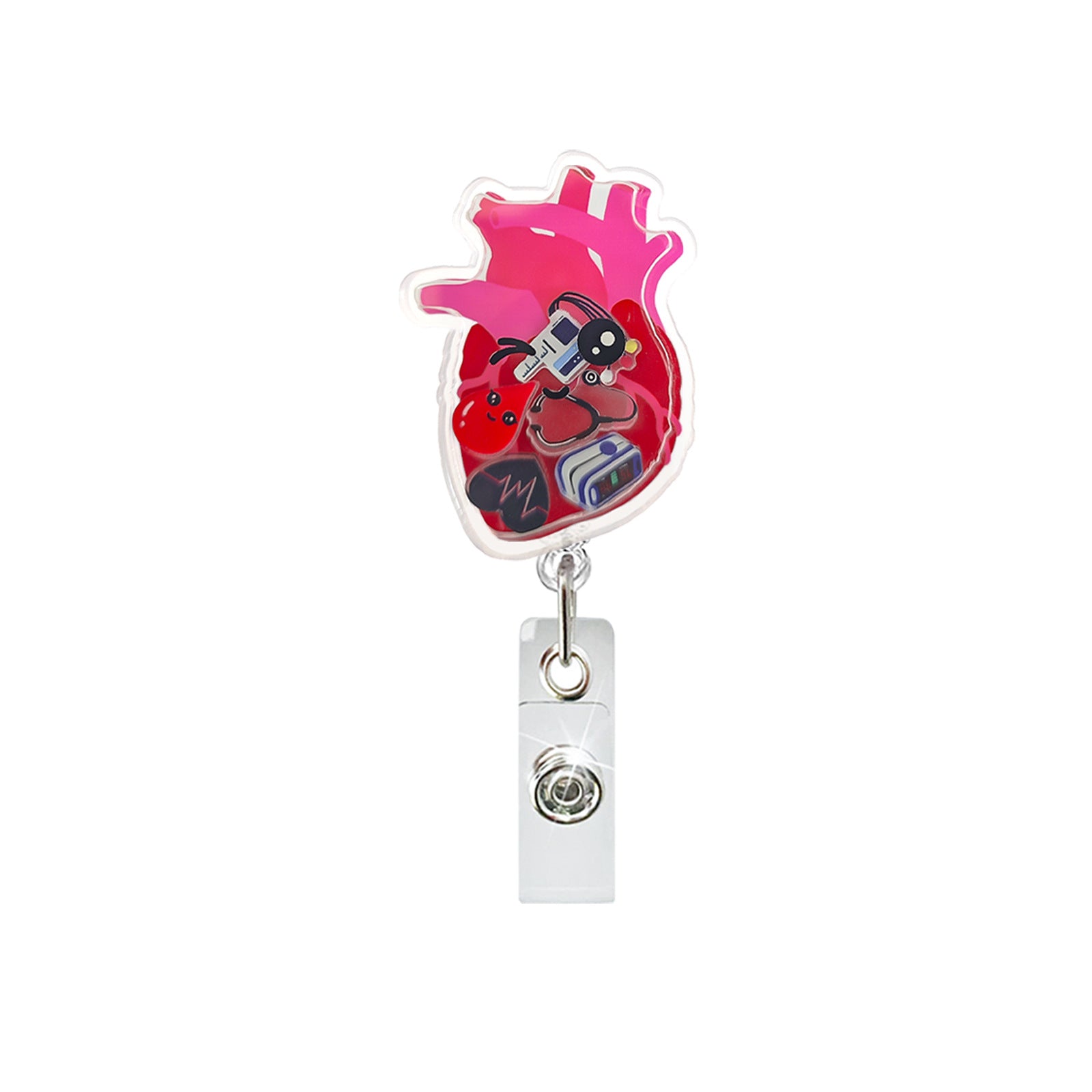 Wholesale Quicksand acrylic badge reel retractable easy to pull